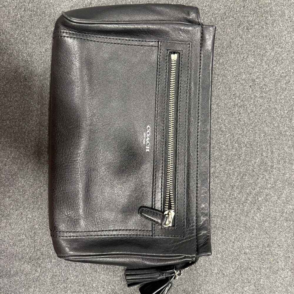Coach black leather clutch